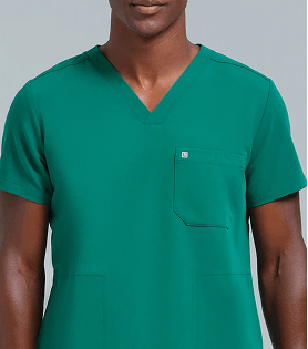 Green v-neck scrub top