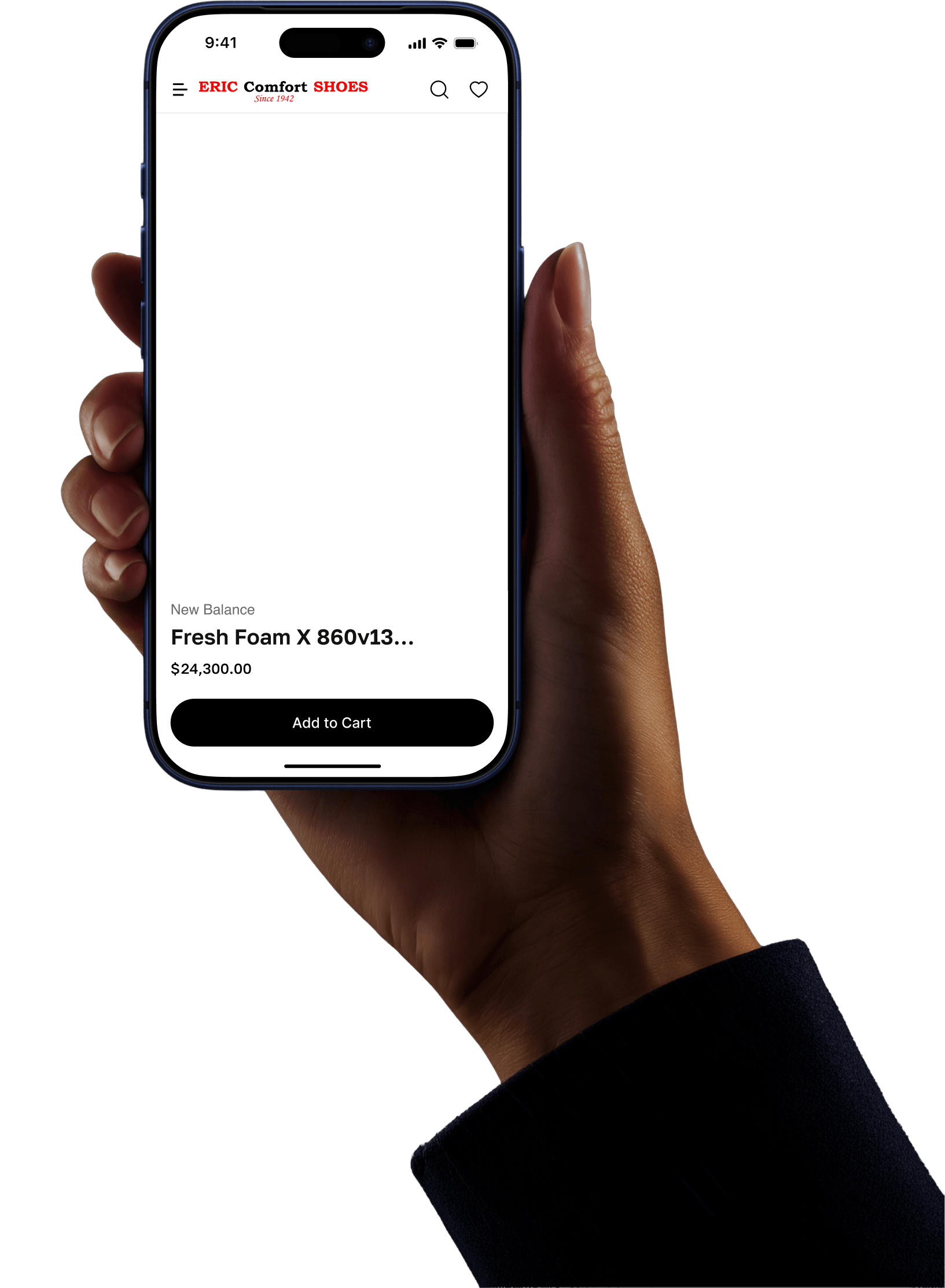 Eric Comfort Shoes app on a phone